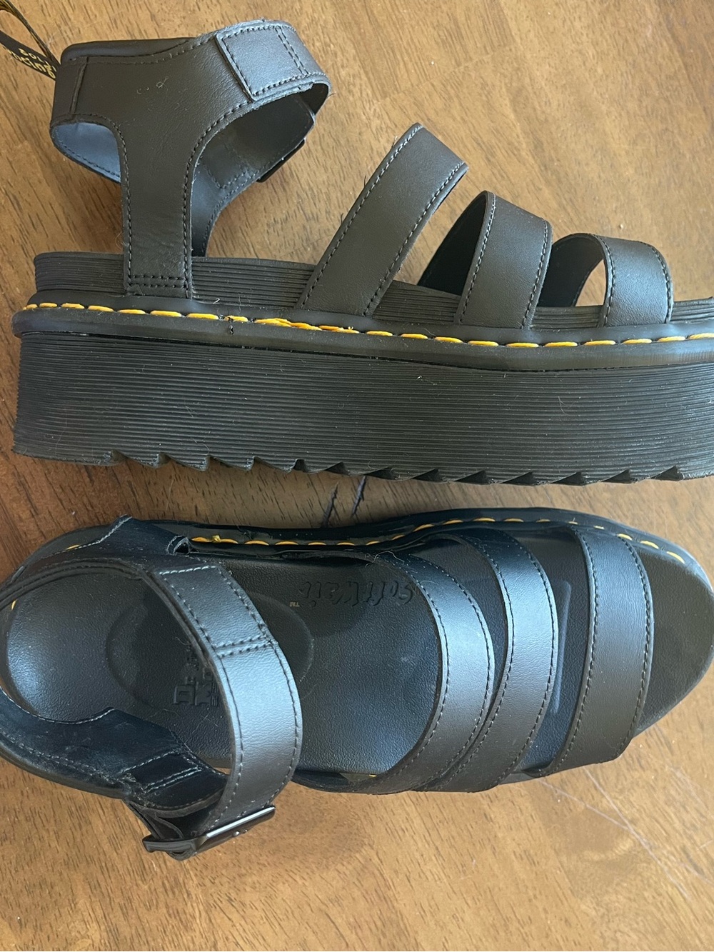 Dr. Martens Black Leather Platform Sandals